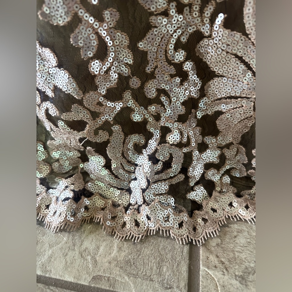 Tadashi Shoji Gold Lace Evening Gown - Picture 11 of 16